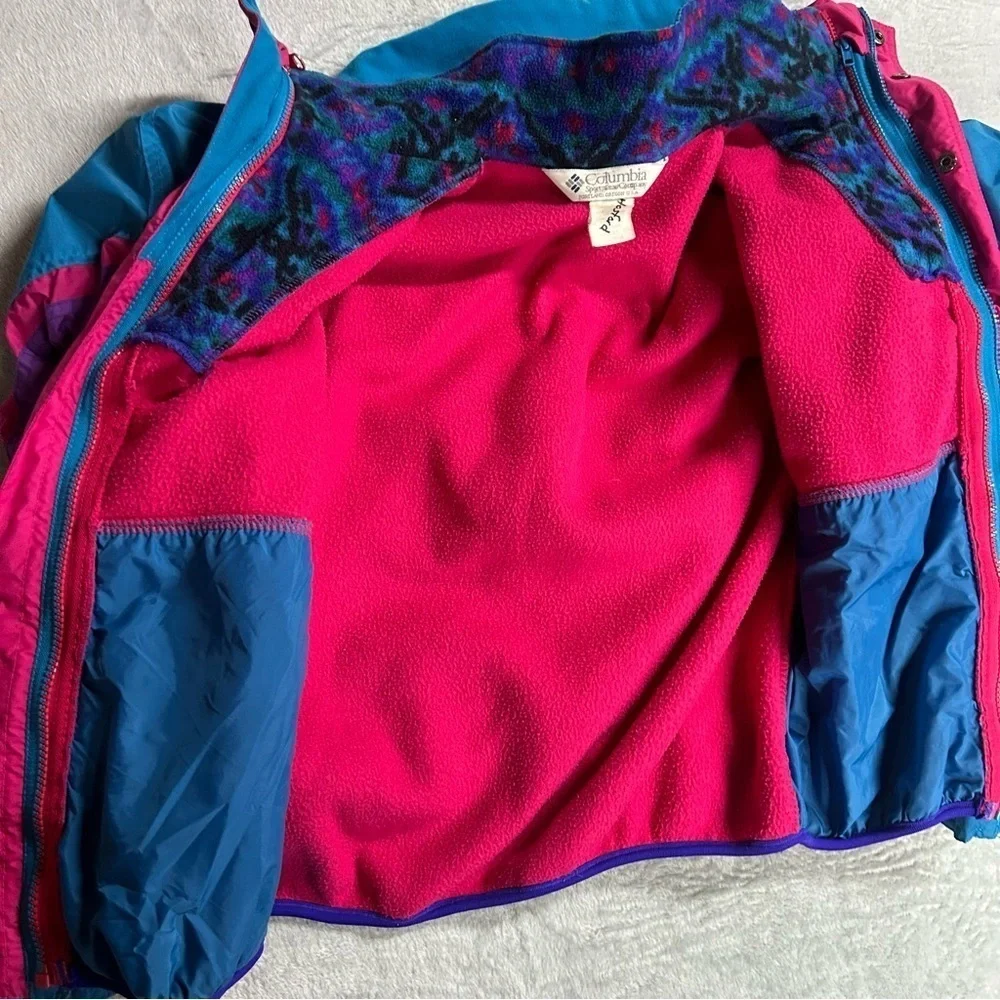 VTG 90’s Columbia Bugaboo 3 In 1 Teal, Pink Ski Jacket Fleece Youth, 14-16